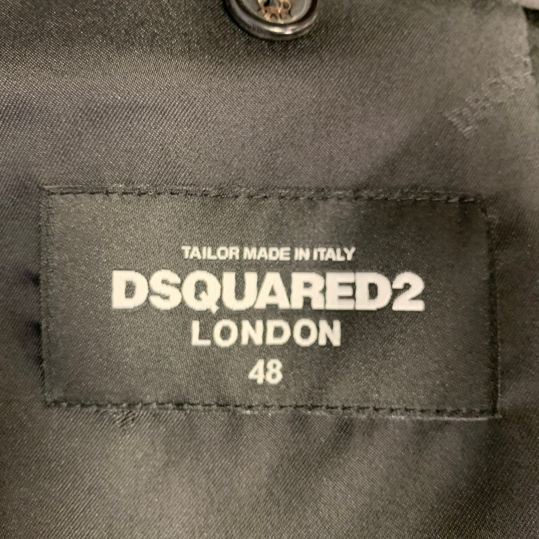 DSQUARED2 Size 38 Black Wool Silk Rhinestone Studded Peak Lapel Sport Coat