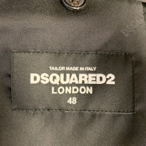 DSQUARED2 Size 38 Black Wool Silk Rhinestone Studded Peak Lapel Sport Coat