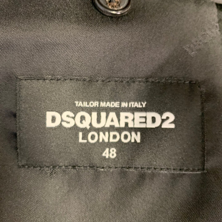 DSQUARED2 Size 38 Black Wool Silk Rhinestone Studded Peak Lapel Sport Coat