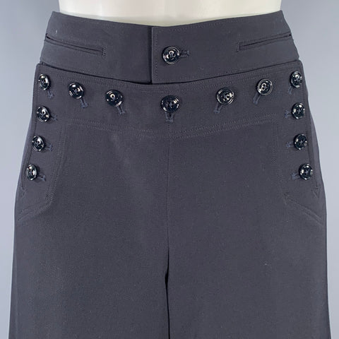 RALPH LAUREN COLLECTION Size 6 Black Wool Twill Bib Dress Pants