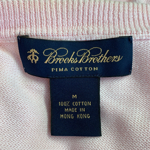 BROOKS BROTHERS Gilet de pull en coton rose col en V taille M