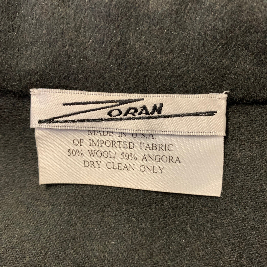 ZORAN Size M Green Olive Wool Angora Wide Notch Collar Cardigan