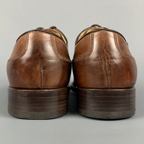 CALZOLERIA HARRIS Size 7.5 Brown Antique Leather Oxford Lace-Up Shoes