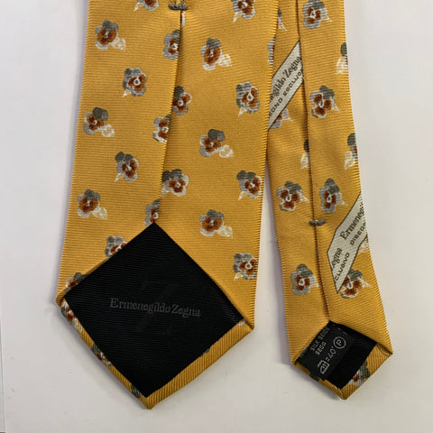 ERMENEGILDO ZEGNA Size One Size Yellow Rust Floral Silk Tie