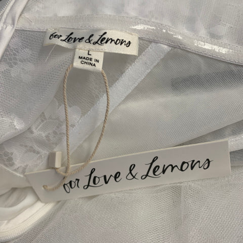 FOR LOVE & LEMONS Size L White Nylon Ruffled Lace Strapless Corset Dress