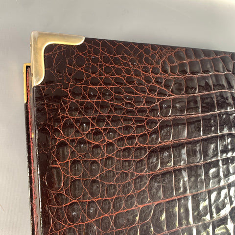 BELLESCO Brown Alligator Leather Briefcase Bags