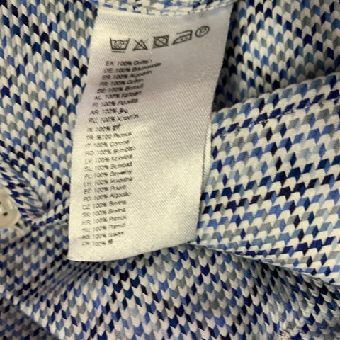 Chemise à manches longues en coton motif pied-de-poule bleu et blanc, taille M, de la marque ETON