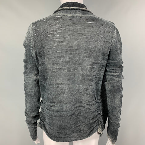 AVANTTOI Cárdigan frontal abierto texturizado de lino gris talla M