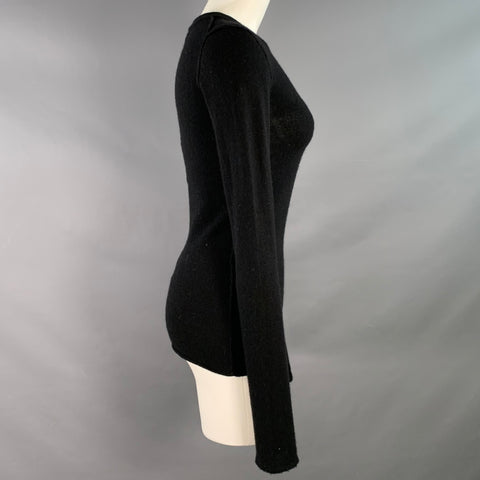 INHABIT Pull Col Rond Noir en Maille Mélange Cachemire Taille S