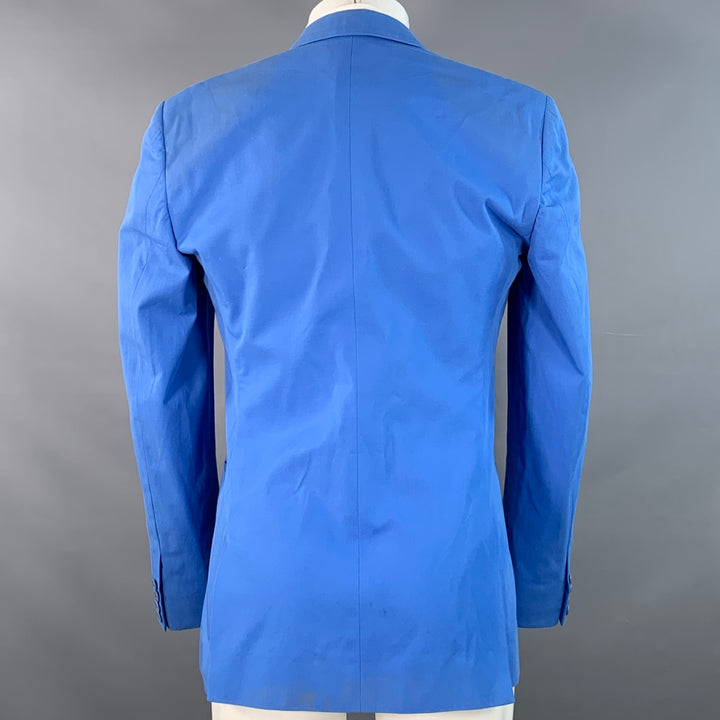 CALVIN KLEIN COLLECTION Size 36 Blue Cotton Twill Notch Lapel Single Button Sport Coat