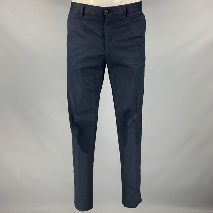 DOLCE & GABBANA Size 34 Navy Cotton Blend Zip Fly Dress Pants