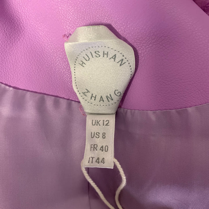 HUISHAN ZHANG Size 8 Lavender Polyester Textured Faux Fur Notch Lapel Coat