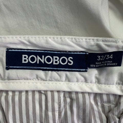 BONOBOS Size 32 White Cotton Blend Straight Zip Fly Casual Pants