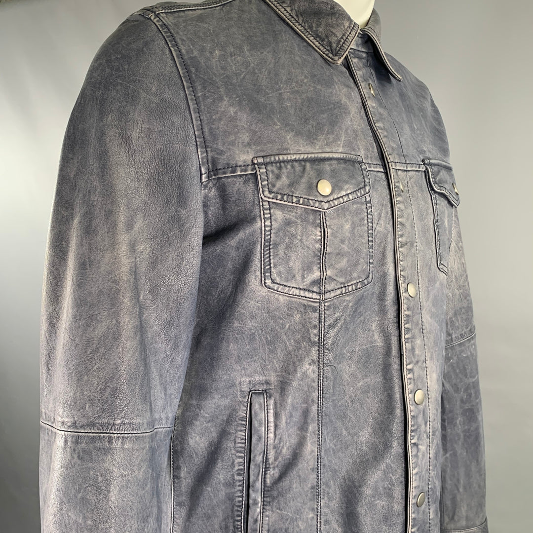 GIMO'S Chest Size M Navy Leather Chore Jacket