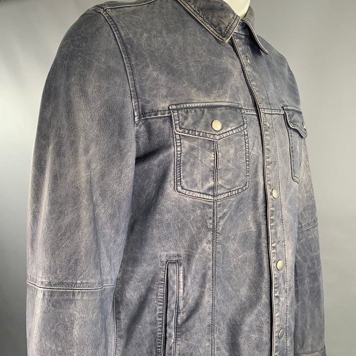 GIMO'S Chest Size M Navy Leather Chore Jacket