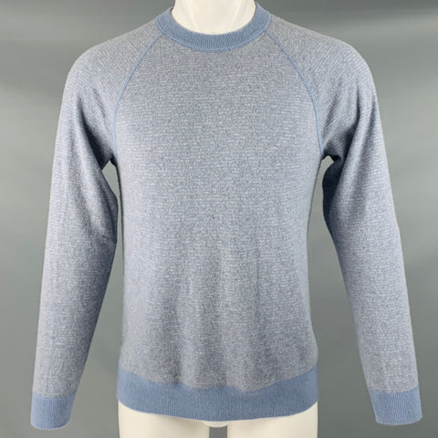 VINCE Jersey con cuello redondo de cachemira a rayas azul claro y gris talla S