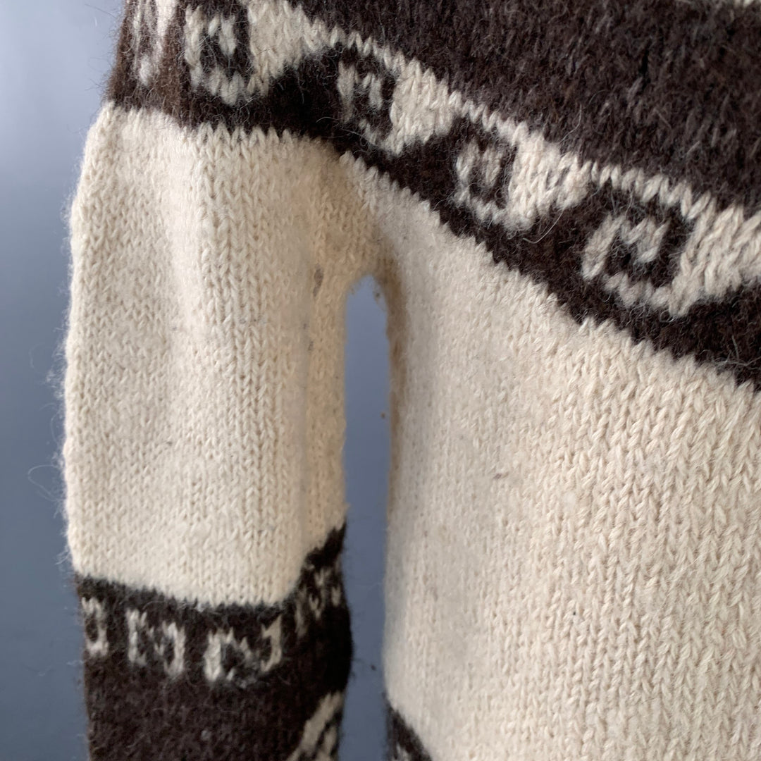 JUNYA WATANABE Size L Cream Brown Knit Wool Hooded Zip Up Cardigan