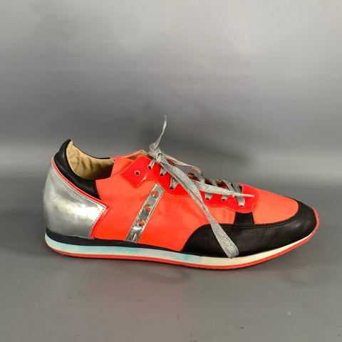 RUTHIE DAVIS Size 9 Orange Black & Silver Color Block Nylon Lace Sneakers