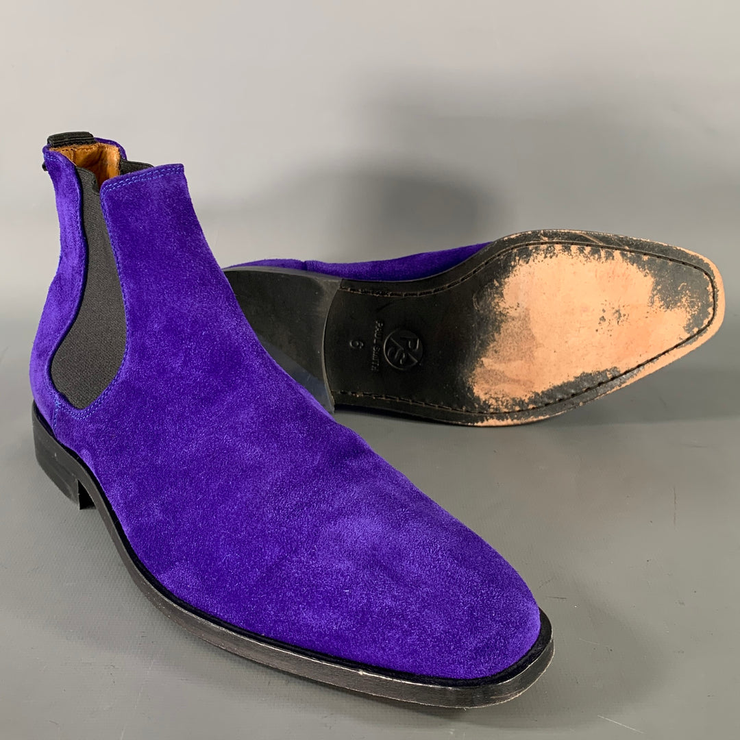 PS by PAUL SMITH Size 7 Purple Black Textured Leather Pull On Boots