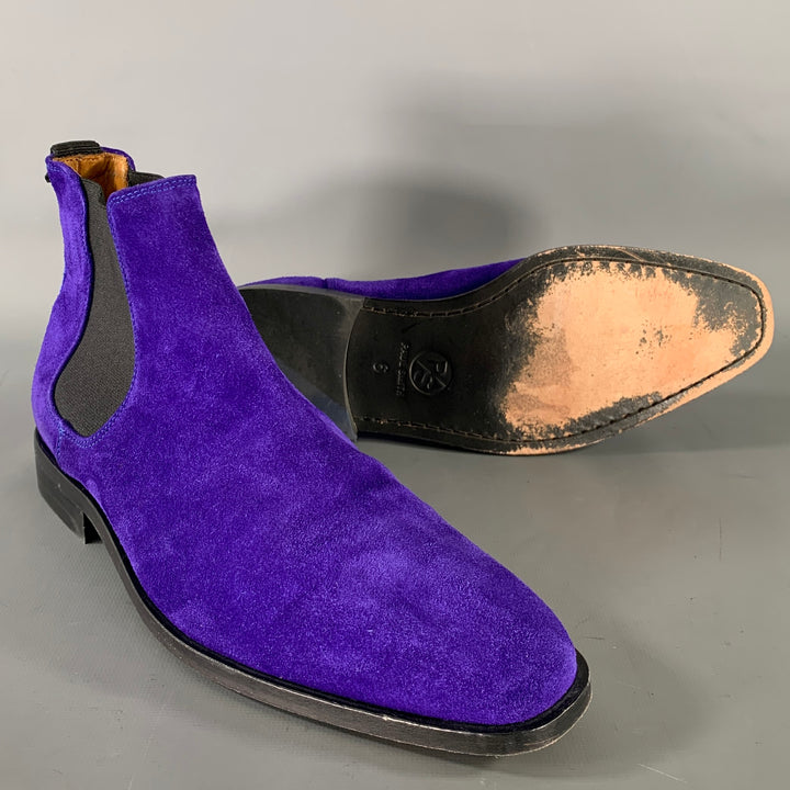 PS by PAUL SMITH Size 7 Purple Black Textured Leather Pull On Boots