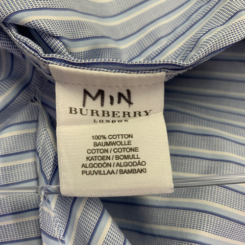 BURBERRY LONDON Size M Blue White Stripe Cotton French Cuff Long Sleeve Shirt