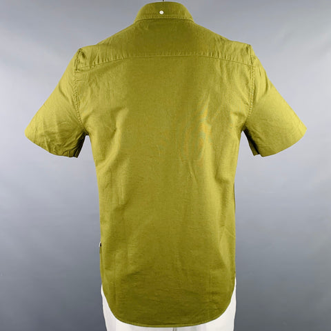 WOOD WOOD Size L Green Cotton Button Down Short Sleeve Shirt