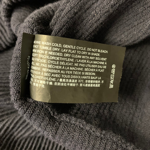 THEORY Size M Navy Rib Knit Merino Wool Thermal Pullover