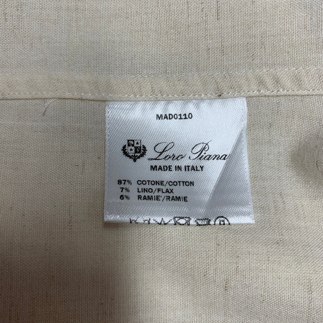LORO PIANA Size XL Beige Cotton Blend Button Down Long Sleeve Shirt