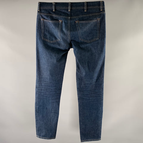 ACNE Size 31 Navy Indigo Contrast Stitch Cotton Slim Fit Jeans