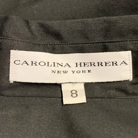 CAROLINA HERRERA Chemise noire en coton à col classique – Taille 8