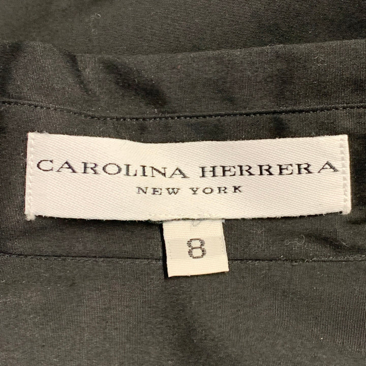 CAROLINA HERRERA Size 8 Black Cotton Spread Collar Shirt