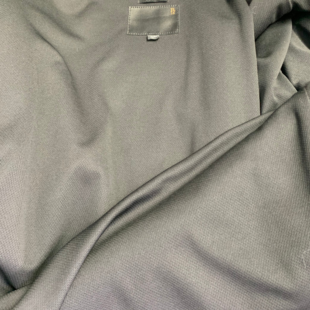 R13 Size S Black White Checkered Faux Fur Fleece Oversized Zip Up Jacket