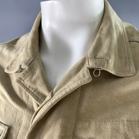 BYBLOS Size M Khaki Green Suede Trucker Jacket