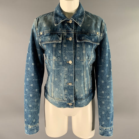 GIVENCHY Size M Blue Cotton Monogram Trucker Jacket