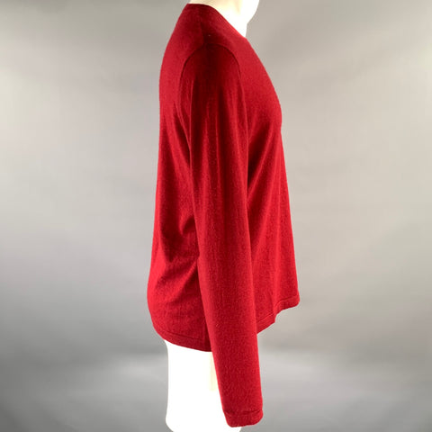 NEIMAN MARCUS Size L Burgundy Knit Cashmere Crew-Neck Pullover