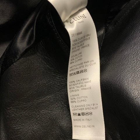 CELINE SS2019 Size 40 Black White Color Block Leather Biker Jacket