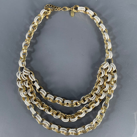 FORNASH Gold White Chain Link Metal Necklace
