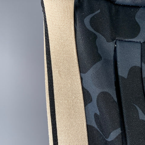 PALM ANGELS Size XL Navy Black Camouflage Polyester Drawstring Casual Pants