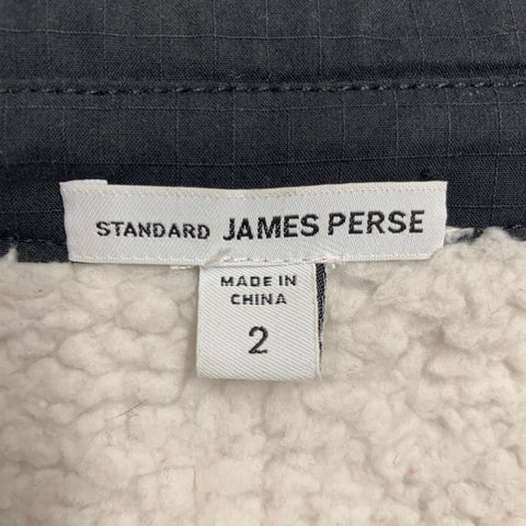 JAMES PERSE Size M Black Cotton Faux Shearling One Pocket Shirt Jacket