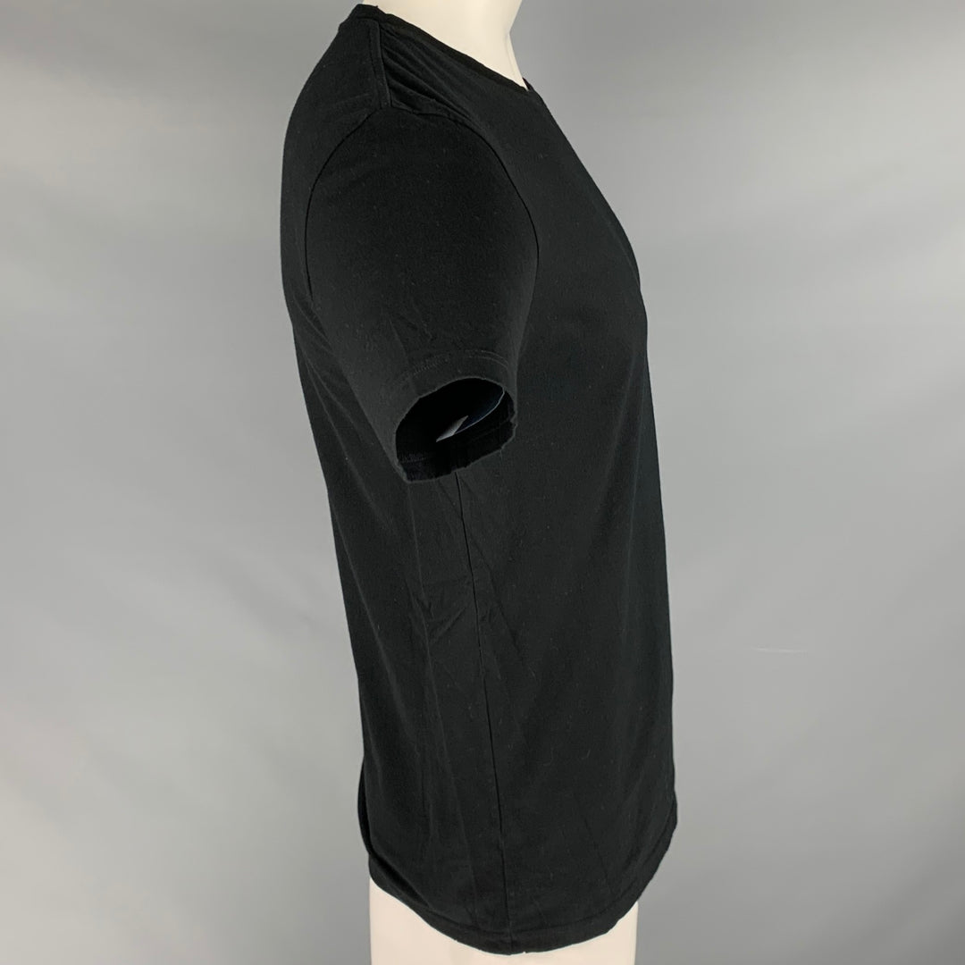BALMAIN Size XL Black Cotton Distressed Crew Neck T-shirt