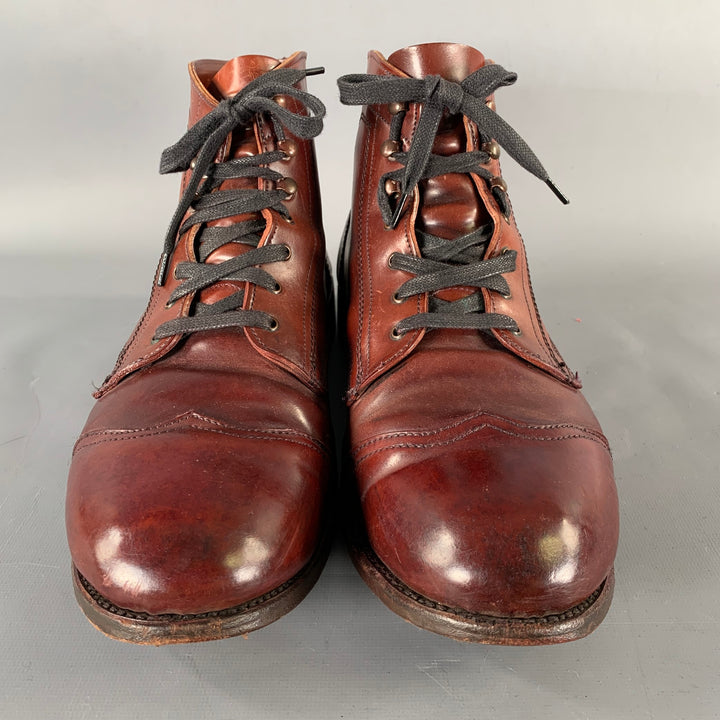 WOLVERINE Size 12 Burgundy Wingtip Leather Boots