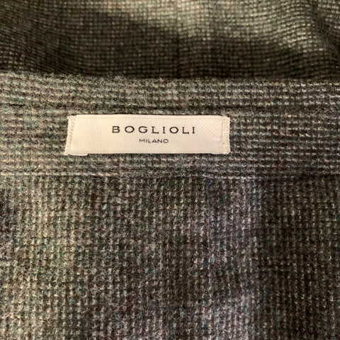 BOGLIOLI Chest Size 52 Green Grey Wool Notch Lapel Sport Coat