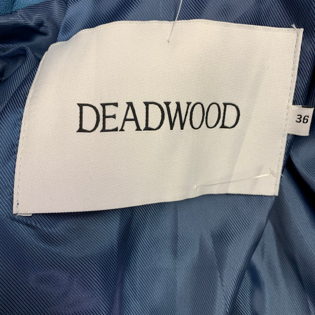 DEADWOOD Size XS Joan Blue Leather Biker Jacket