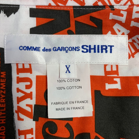 COMME des GARCONS SHIRT Size XL Red Black White Print Cotton Long Sleeve Shirt