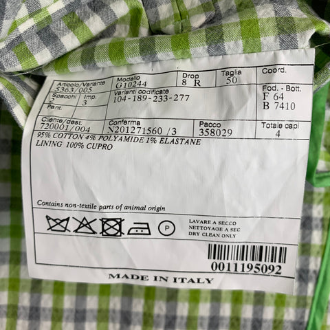 JAY KOS NY Size 40 White Green Grey Plaid Cotton Blend Sport Coat