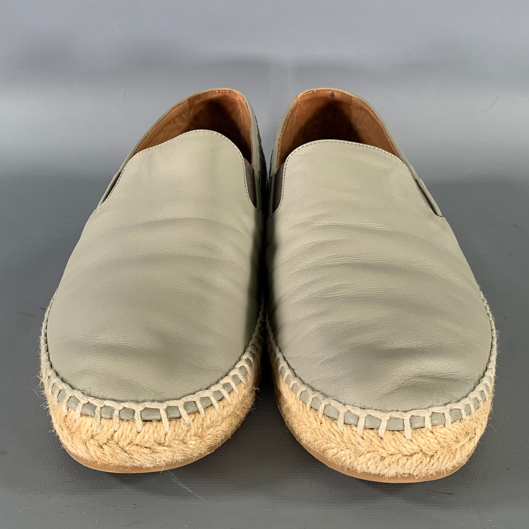 BOTTEGA VENETA Size 9 Grey Leather Woven Espadrille Flats