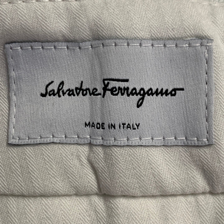 SALVATORE FERRAGAMO Size 40 Off White Twill Cotton Silk Straight Casual Pants