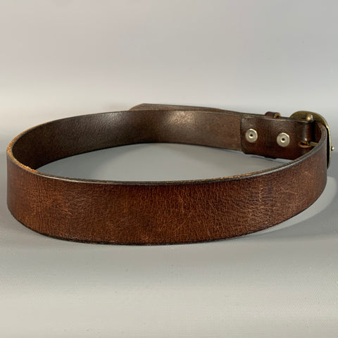 NO BRAND Size 38 Brown Dark Pebble Grain Leather Belt