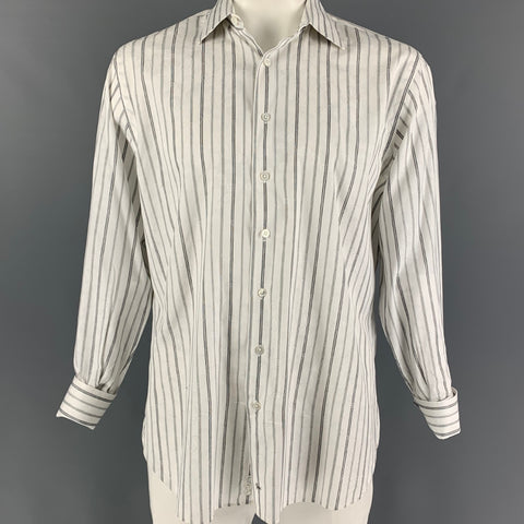 JOHN W. NORDSTROM Size L White Black Paisley French Cuff Long Sleeve Shirt