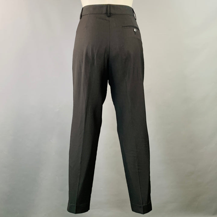 PAUL SMITH Size 2 Black Wool Twill Pleated Tapered Dress Pants